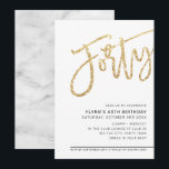 Invitation SCRIPT MODERNE 40e anniversaire parties scintillan<br><div class="desc">par kat massard >>> https://linktr.ee/simplysweetpaperie <<< Un design branché et écrit à la main pour votre 40ÈME ANNIVERSAIRE - J'ai la plupart des âges disponibles en magasin CONSEIL :: 1. Pour modifier/déplacer des graphiques et des polices et ajouter du texte - cliquez sur le bouton "customiser". - - - -...</div>