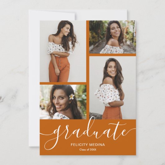 Invitation Script moderne 4 Diplôme photo (Devant)