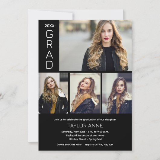 Invitation Script moderne 4 Diplôme photo (Devant)