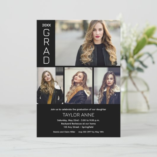 Invitation Script moderne 4 Diplôme photo (Debout devant)