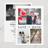 Invitation Script Moderne 4 Mariage Photo Enregistrer La Date (Devant / Derrière)