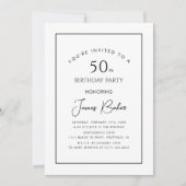 Invitation Script moderne 50e anniversaire fête pour lui Conf (Devant)