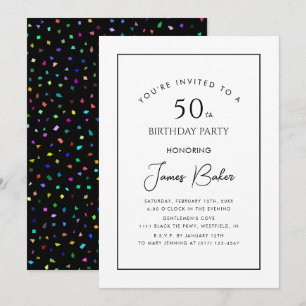 Invitation Script moderne 50e anniversaire fête pour lui Conf
