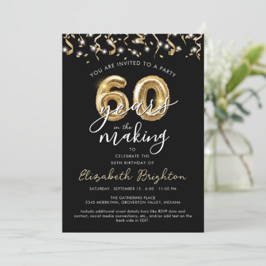 Invitation Script moderne 60e anniversaire Streamers (Debout devant)