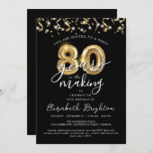 Invitation Script moderne 80th Birthday Streamers (Devant / Derrière)