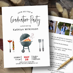 Invitation Script moderne amusant Simple 3 photo GRAD BBQ Par