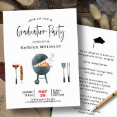 Invitation Script moderne amusant Simple Graduation BBQ Party