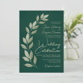 Invitation Script moderne Aquarelle Emerald Mariage (Debout devant)