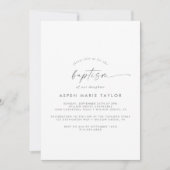 Invitation Script moderne Argent Baptême (Devant)