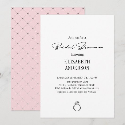 Invitation Script Moderne Avec Fête des mariées Bague (Devant / Derrière)