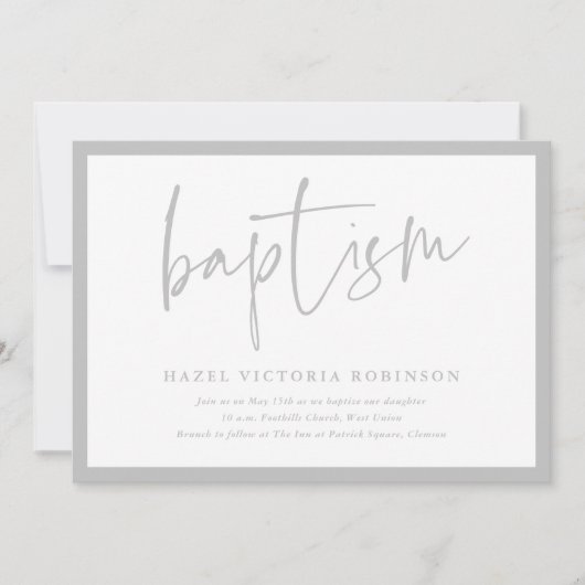 Invitation Script moderne Baptême & Christening (Devant)