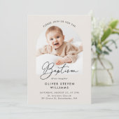 Invitation Script moderne Baptême et baptême religieux (Debout devant)