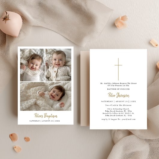 Invitation Script Moderne Bébé Garçon Ou Fille Trois Photo Ba