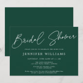 Invitation Script moderne Belle Fête des mariées vert foncé (Devant / Derrière)