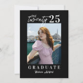 Invitation Script moderne Black Photo Graduation Party (Devant)