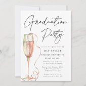 Invitation Script moderne Black White Graduation Party (Devant)