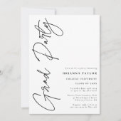 Invitation Script moderne Black White Graduation Party (Devant)