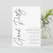 Invitation Script moderne Black White Graduation Party (Debout devant)