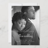 Invitation Script moderne blanc avec photo | Mariage (Devant)