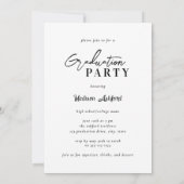 Invitation Script moderne Blanc Black Photo Party Graduation (Dos)