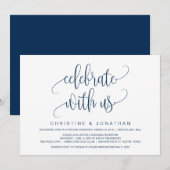 Invitation Script Moderne, Bleu Marine, Mariage en Elopement (Devant / Derrière)