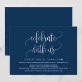 Invitation Script Moderne, Bleu Marine, Mariage en Intime (Devant / Derrière)