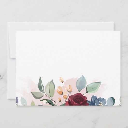 Invitation Script moderne Blush Bourgogne Fête des mariées fl (Dos)