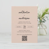 Invitation Script moderne Boho Beige Photo QR Code Mariage (Debout devant)