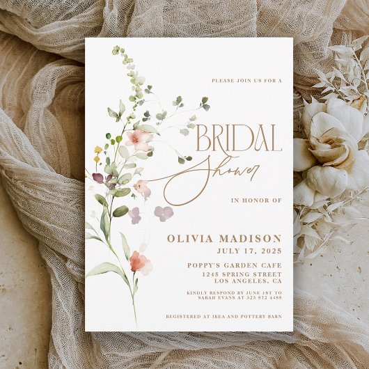 Invitation Script moderne Boho Flower Garden Fête des mariées