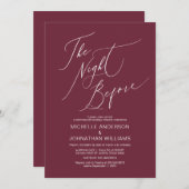 Invitation Script moderne, Bourgogne, Dîner de répétition Mar (Devant / Derrière)