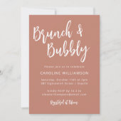 Invitation Script moderne Brunch Bubbly Douche en terre cuite (Devant)