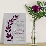 Invitation Script moderne Cassis Feuilles violets sur Mariage<br><div class="desc">Ces faire-part de mariage présentent un design moderne avec du texte justifié droit et une poignée de feuilles peints à la main dans les tons de cassis violet ou magenta. Le lettrage comporte une police de caractères moderne et l'arrière - plan marbré couleur baies ajoute de la texture et de...</div>