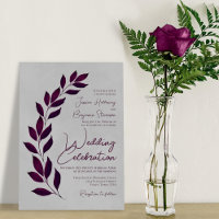 Script moderne Cassis Feuilles violets sur Mariage