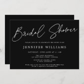 Invitation Script moderne Chic Noir + Fête des mariées blanch (Devant / Derrière)