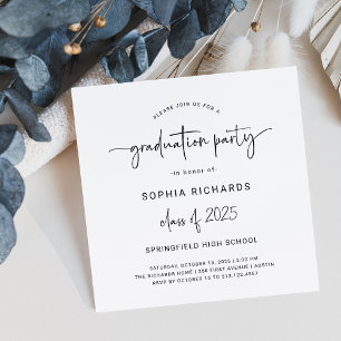 Invitation Script moderne   Classe de 2024 Graduation Party