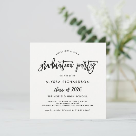 Invitation Script moderne | Classe de 2025 Graduation Party (Debout devant)
