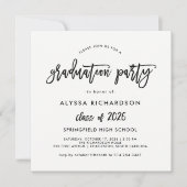 Invitation Script moderne | Classe de 2025 Graduation Party (Devant)