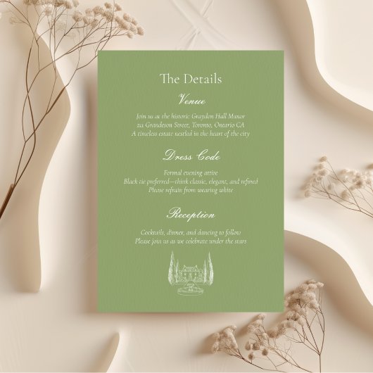 Invitation Script Moderne Classique Vert Tout En Un Mariage
