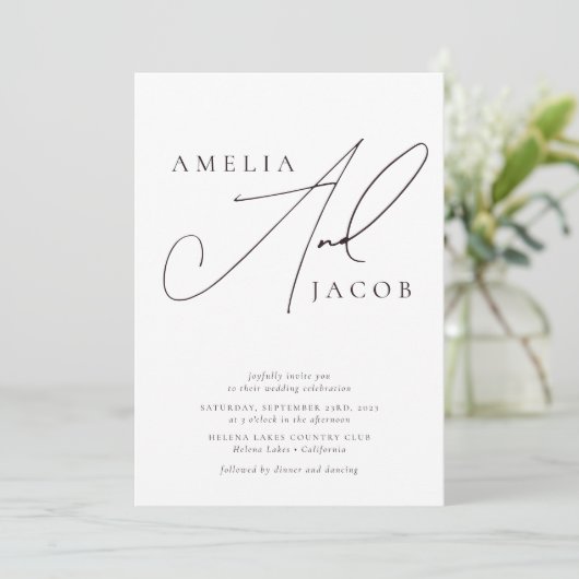 Invitation Script moderne Code QR tout en un Mariage (Debout devant)