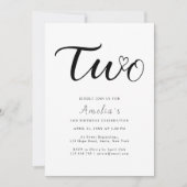 Invitation Script moderne Coeur Boho Simple 2e anniversaire (Devant)