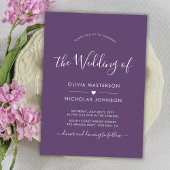Invitation Script moderne Coeur pourpre QR Code Mariage photo