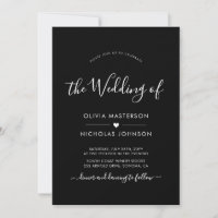 Script moderne Coeur QR Code Photo Mariage noir
