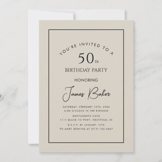 Invitation Script moderne Confetti 50E Anniversaire Fête Pour (Devant)