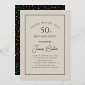 Invitation Script moderne Confetti 50E Anniversaire Fête Pour (Devant / Derrière)