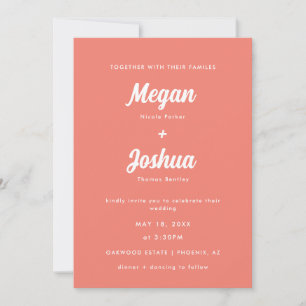 Invitation Script moderne Coral rose Mariage tout-en-un