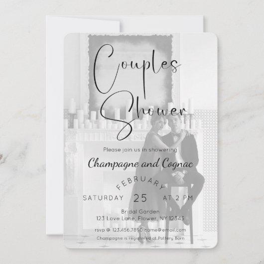 Invitation Script moderne Couples Douche Photo (Devant)