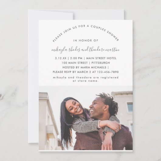 Invitation Script moderne Couples Douche Rose rose Photo (Devant)