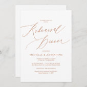 Invitation Script moderne, Cuivre, Dîner de répétition Mariag (Devant / Derrière)