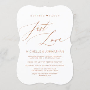 Invitation Script Moderne, Cuivre, Réception de Mariage en El