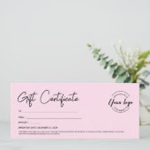Invitation Script moderne Custom Logo Certificat cadeau de lo (Debout devant)